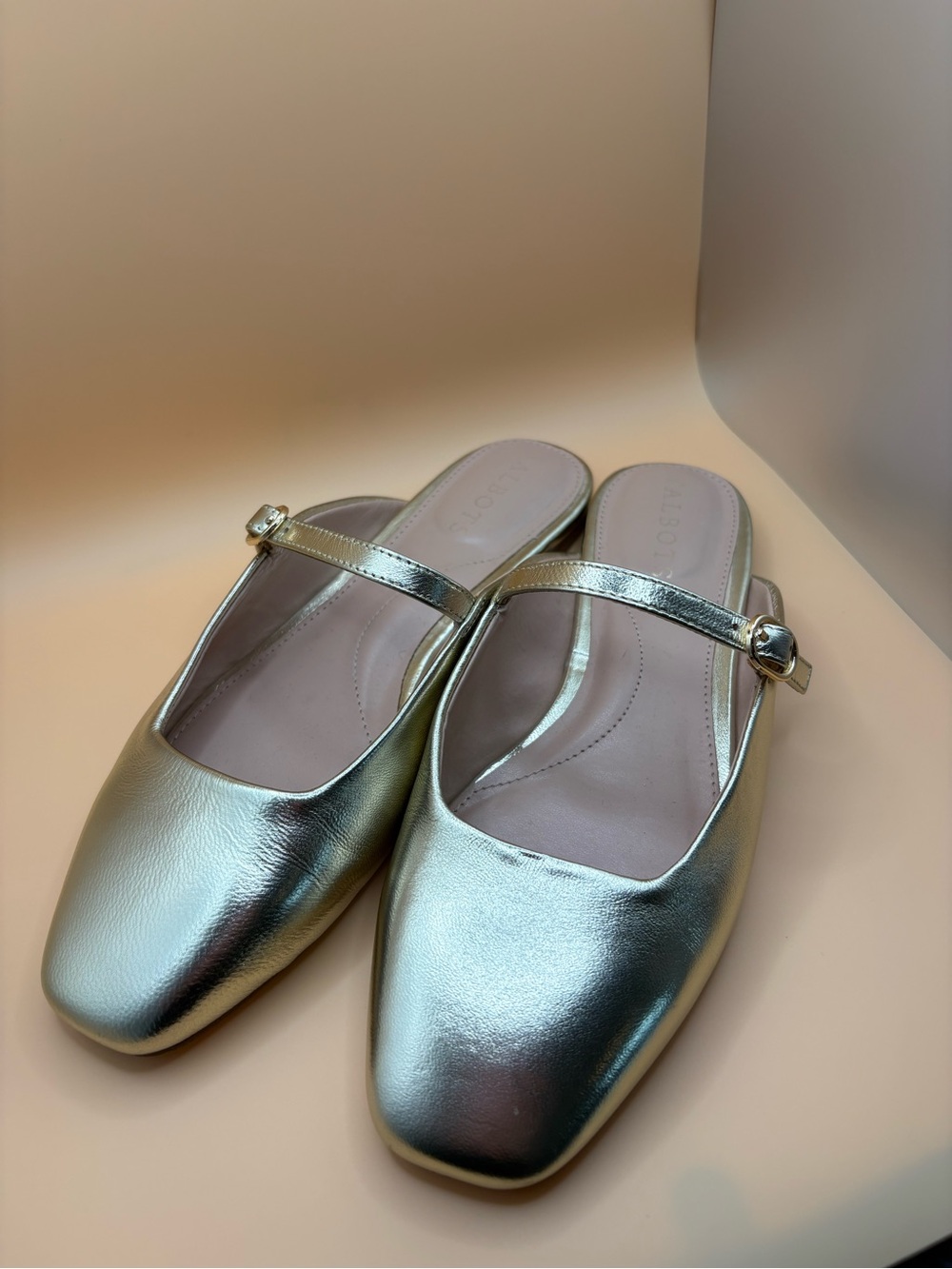 Talbots Shimmery Gold Mary Jane Mules